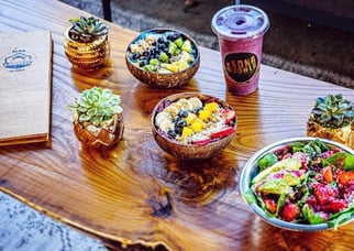 Acai bowls and healthy salads