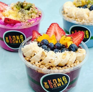 Acai bowls and fresh fruit from Kona Bowls