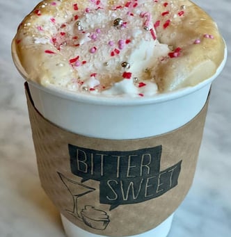 coffee cup from bittersweet dessert and cocktail lounge